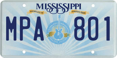 MS license plate MPA801