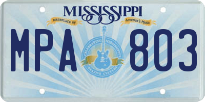 MS license plate MPA803