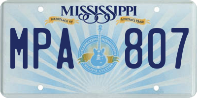 MS license plate MPA807