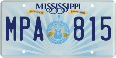 MS license plate MPA815