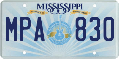 MS license plate MPA830