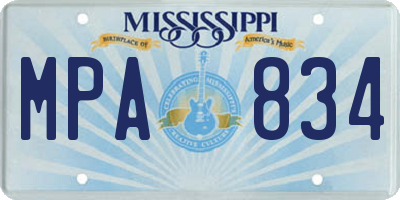 MS license plate MPA834
