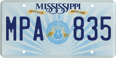 MS license plate MPA835