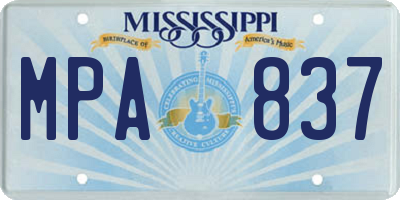 MS license plate MPA837