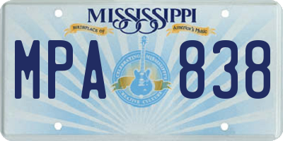 MS license plate MPA838