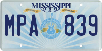 MS license plate MPA839