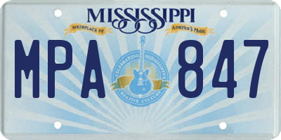 MS license plate MPA847