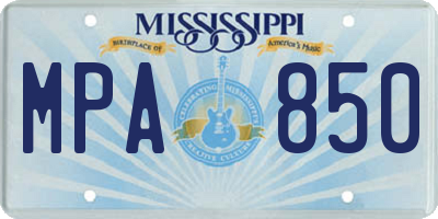 MS license plate MPA850