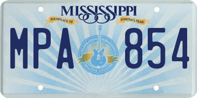 MS license plate MPA854