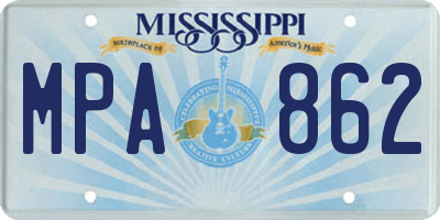 MS license plate MPA862