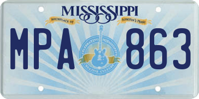 MS license plate MPA863