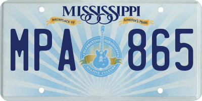 MS license plate MPA865