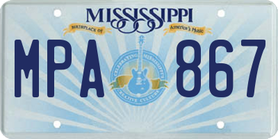 MS license plate MPA867