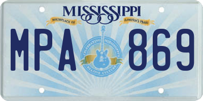 MS license plate MPA869