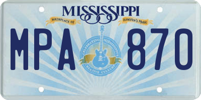 MS license plate MPA870