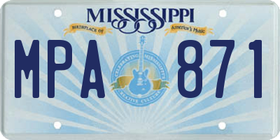 MS license plate MPA871