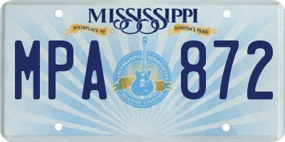 MS license plate MPA872