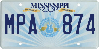 MS license plate MPA874