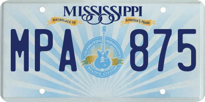 MS license plate MPA875