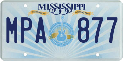 MS license plate MPA877