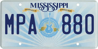 MS license plate MPA880