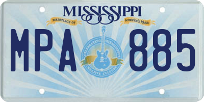 MS license plate MPA885