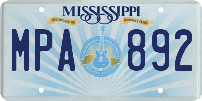 MS license plate MPA892