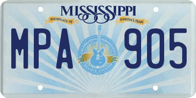 MS license plate MPA905