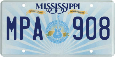 MS license plate MPA908