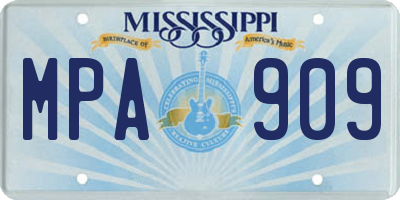 MS license plate MPA909