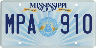 MS license plate MPA910