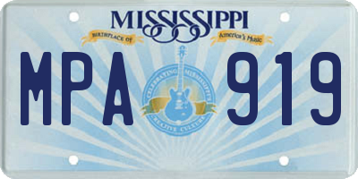 MS license plate MPA919
