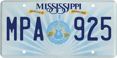 MS license plate MPA925