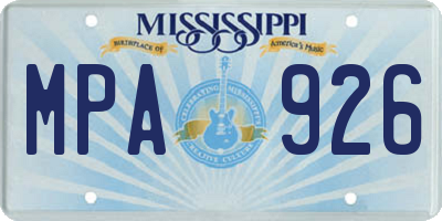 MS license plate MPA926