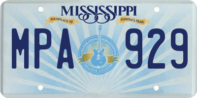 MS license plate MPA929