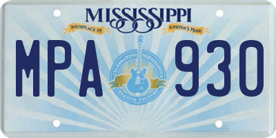 MS license plate MPA930