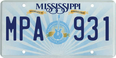 MS license plate MPA931