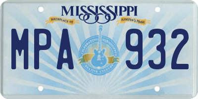 MS license plate MPA932