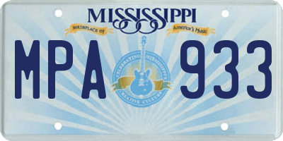 MS license plate MPA933