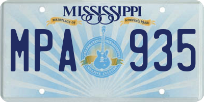 MS license plate MPA935