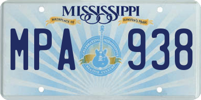 MS license plate MPA938
