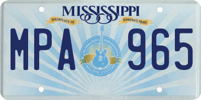 MS license plate MPA965