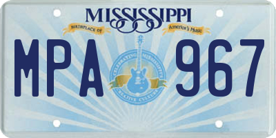 MS license plate MPA967