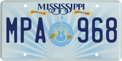 MS license plate MPA968