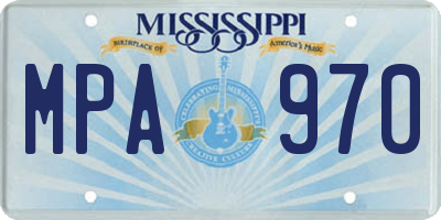 MS license plate MPA970