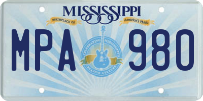 MS license plate MPA980