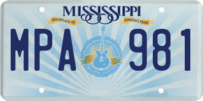MS license plate MPA981