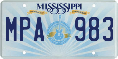 MS license plate MPA983