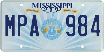 MS license plate MPA984