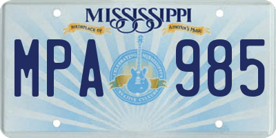 MS license plate MPA985